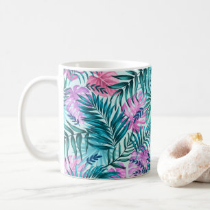 Caneca De Café Folhas tropicais cor-de-rosa e lacrimejante e mons