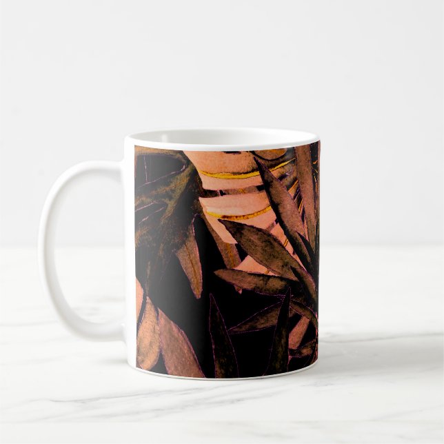 Caneca De Café Folhas tropicais de aquarela, desidratação sem cos (Esquerda)