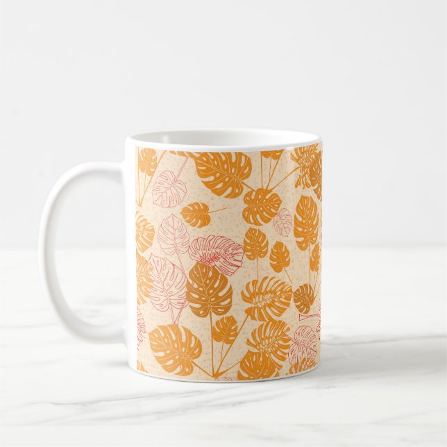 Caneca De Café Folhas tropicais de monstera. Seaml (Esquerda)