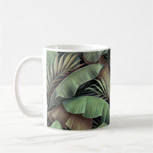 Caneca De Café Folhas tropicais de palma, ilustração tridimension