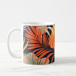 Caneca De Café Folhas Tropicais De Palma: Vintage Invisível