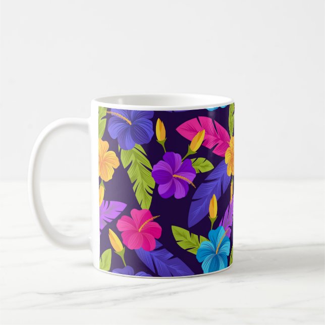 Caneca De Café Folhas tropicais e flores Padrão-23857 (Esquerda)