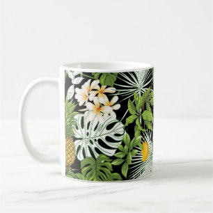 Caneca De Café Folhas tropicais e frutas, sem costura
