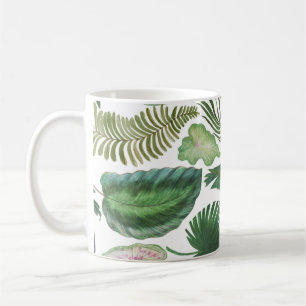 Caneca De Café Folhas tropicais: fundo sem costura de aquarela