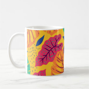 Caneca De Café Folhas tropicais: gráfico de colheita de fundo ama