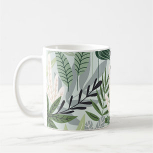 Caneca De Café Folhas Tropicais: Impressão de Vintage Desenhado À