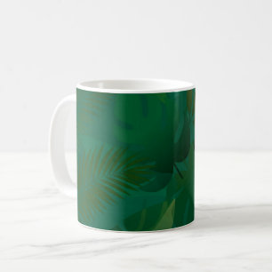 Caneca De Café Folhas Tropicais Místicas Exóticas da Selva Esmera