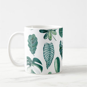 Caneca De Café Folhas tropicais padrão uniforme de aquarela com 