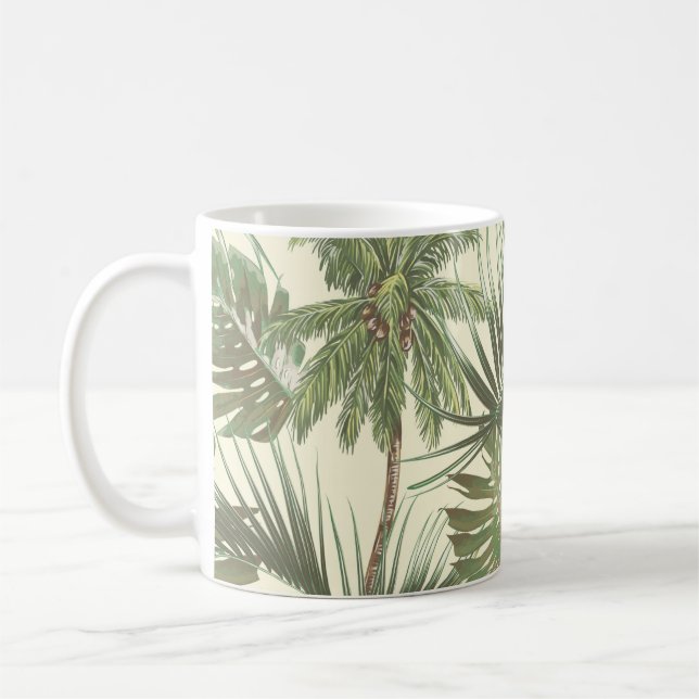 Caneca De Café Folhas tropicais sem costura (Esquerda)