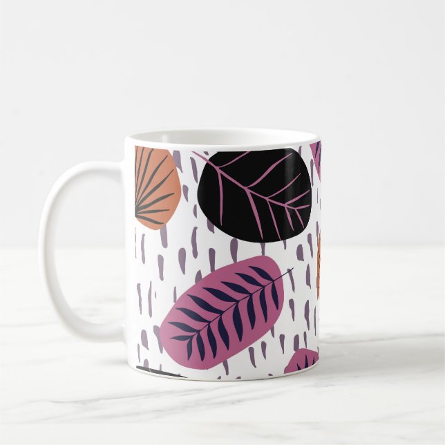 Caneca De Café Folhas tropicais, um padrão uniforme em moda. (Esquerda)