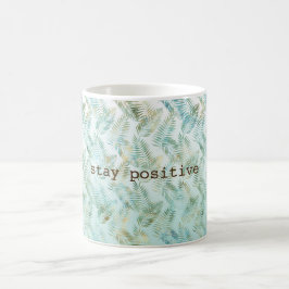Caneca De Café Folhas Tropicais Verde Aqua Dourado