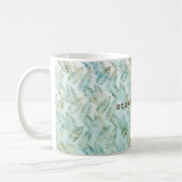 Caneca De Café Folhas Tropicais Verde Aqua Dourado