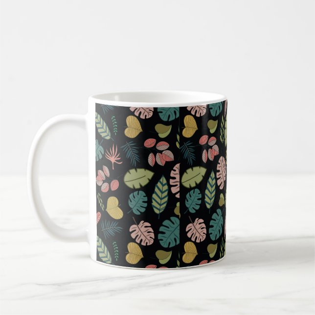 Caneca De Café Folhas trópicas com padrão uniforme (Esquerda)