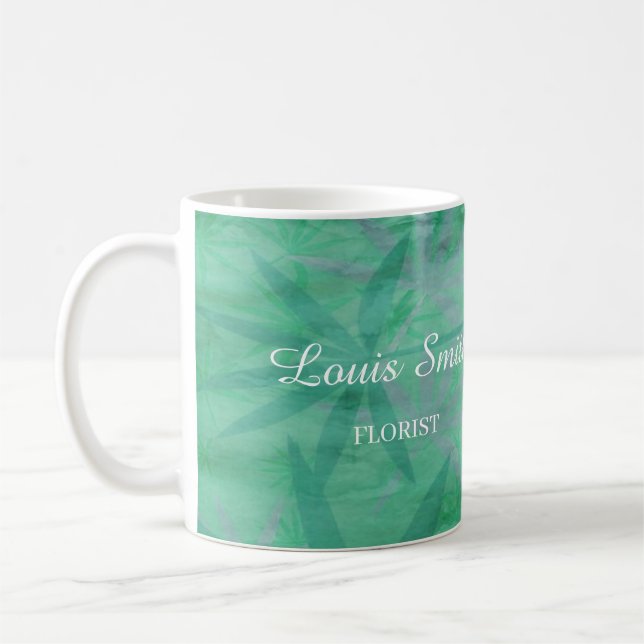 Caneca De Café Folhas verdes decorativas (Esquerda)