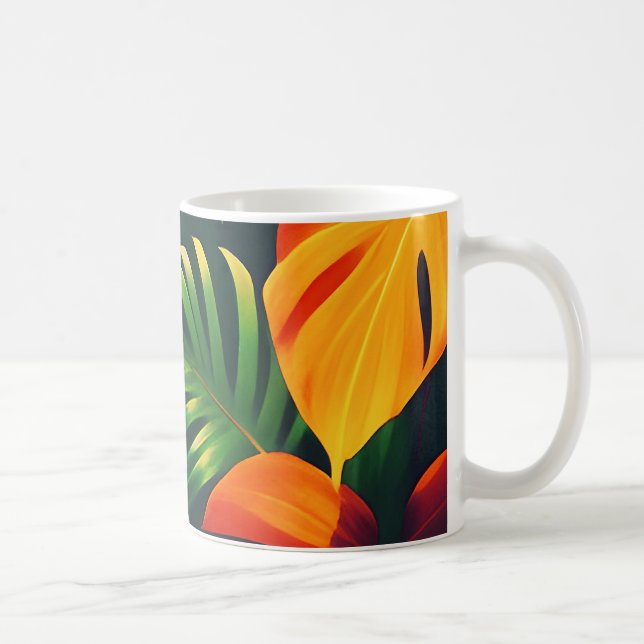 CANECA DE CAFÉ FOLHAS VERDES JARDIM NATUREZA (Direita)