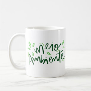 Caneca De Café Folheto Verde Simples e Ecológico