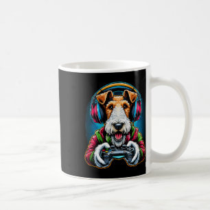 Caneca De Café Fones de ouvido Jogo de Vídeo Fio Fox Terrier Cach