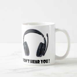 Caneca De Café fones de ouvido mais o texto eu não posso ouvi-lo