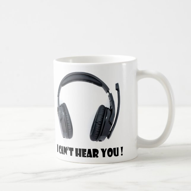 Caneca De Café fones de ouvido mais o texto eu não posso ouvi-lo (Direita)