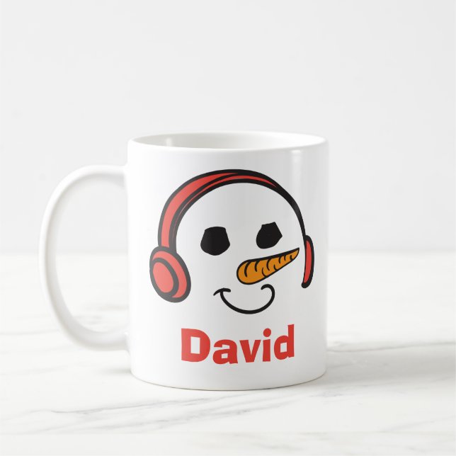 Caneca De Café Fones de ouvido personalizados Snowman (Esquerda)