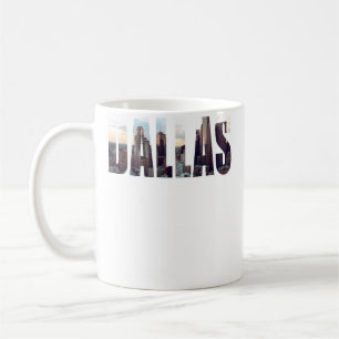 Caneca De Café Fonte de Fotografia do Horizonte Urbano de Dallas