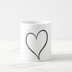 Caneca De Café Fonte rosa branca, mas psíquica, do coração preto