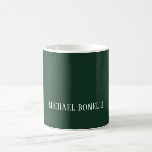 Caneca De Café Fonte Serifada Clássica Verde Escuro Elegante Mini