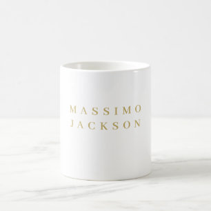 Caneca De Café Fonte Serifada Profissional Minimalista Cor Dourad