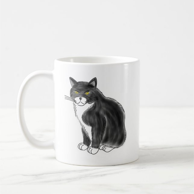 Caneca De Café FooFooCat: Gato macio enorme do smoking (Esquerda)