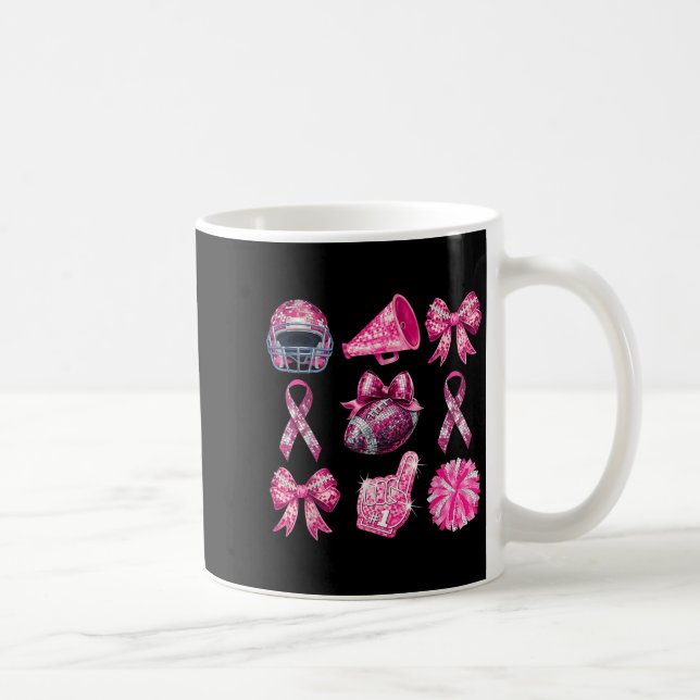 Caneca De Café Football Coquette Cheer Mom Pink Out Breast Cancer (Direita)