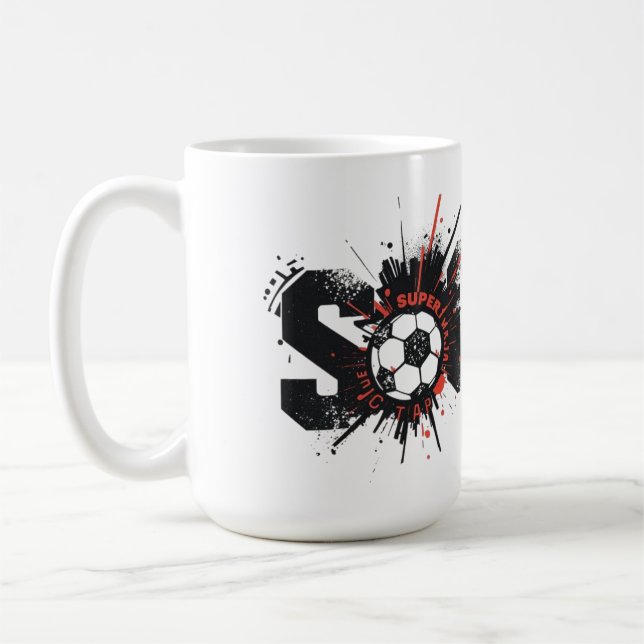 Caneca De Café Football Is Life – Modern Soccer Typography Design (Esquerda)