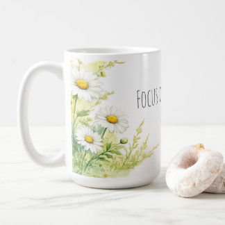 Caneca De Café Foque no bom - margaridas aquarela