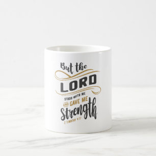 Caneca De Café Força divina - 2 Timothy 4:17 Design cristão