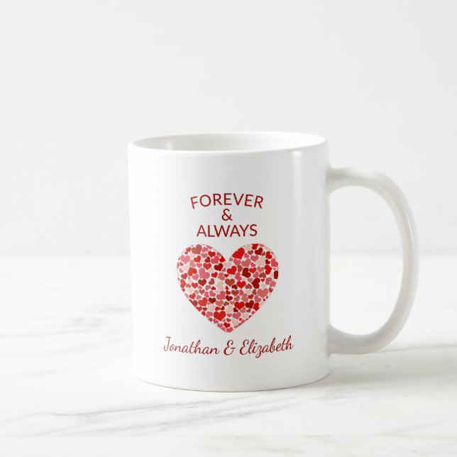 Caneca De Café "Forever and Always" Couples Red Heart Mug (Direita)