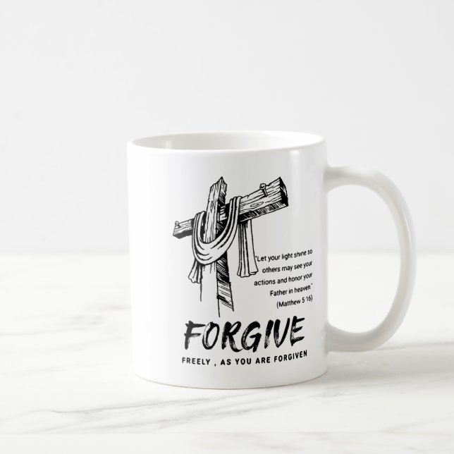Caneca De Café Forgive Cross Christian Faith Tee  (Direita)