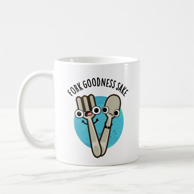 Caneca De Café Fork Goodness Sake Funny Utensil Pun (Esquerda)