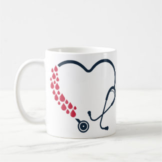 Caneca De Café Forma Cardíaca do Estetoscópio