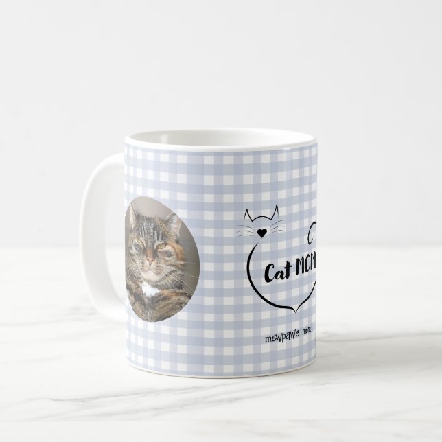 Caneca De Café Forma de Amor da Cat Mãe e Script Simples (Frente Esquerda)