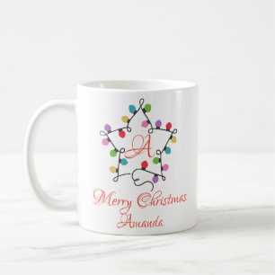 Caneca De Café Forma estelar personalizada - natal alegre