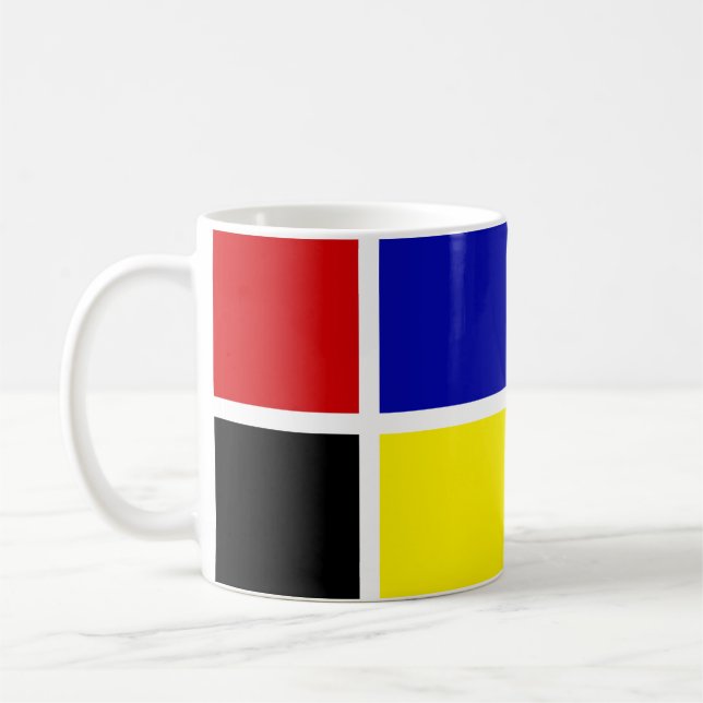 Caneca De Café Forma Geométrica Abstrata Multicolorida (Esquerda)