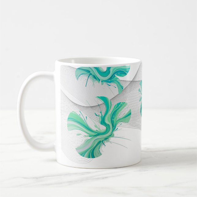 Caneca De Café forma geométrica azul-turquesa limpa com fundo esp (Esquerda)