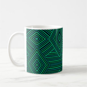 Caneca De Café Forma geométrica sem costura linhas rhombus verde