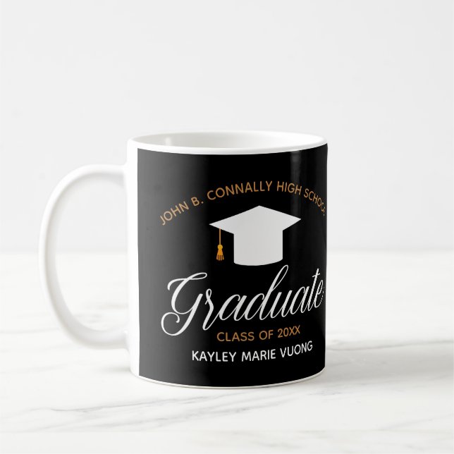 Caneca De Café Formando Personalizado Chic 2023 Graduação Preto (Esquerda)