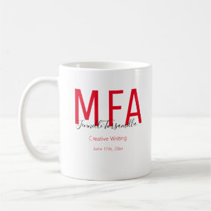 Caneca De Café Formando Vermelho Negro Nome da Data Grau MFA