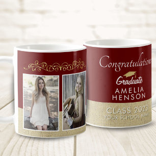 Caneca De Café Formando Vermelho Russo 2 Graduação de Foto