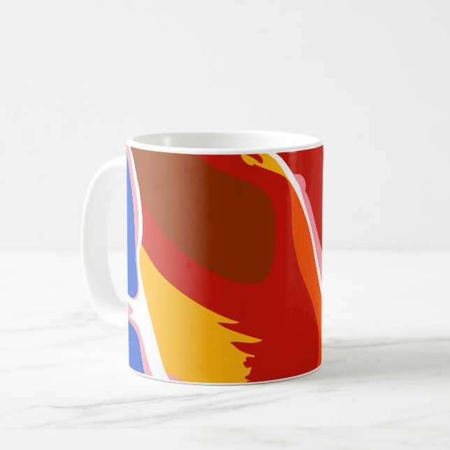 Caneca De Café Formas Abstratas Fluídas com Cores Intensas (Frente Esquerda)