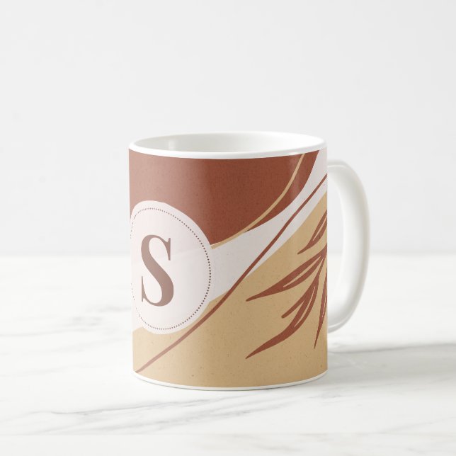 Caneca De Café formas abstrato irregulares com cores da terra (Frente Esquerda)
