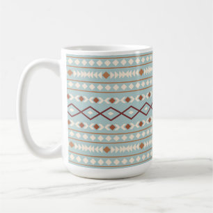 Caneca De Café Formas Astecas Grande Padrão Ferrugem Creme Azul-T