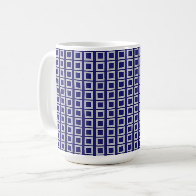 Caneca De Café Formas Azuis Sólidas de Meia-Noite (Frente Esquerda)