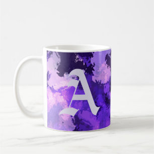 Caneca De Café Formas de Abstrato Azul e Legal Roxo com Grande Le